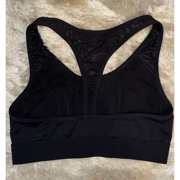 Victoria's Secret PINK Black Sports Bra Dog Logo Mesh Racerback Athleisure Top - Picture 8 of 9